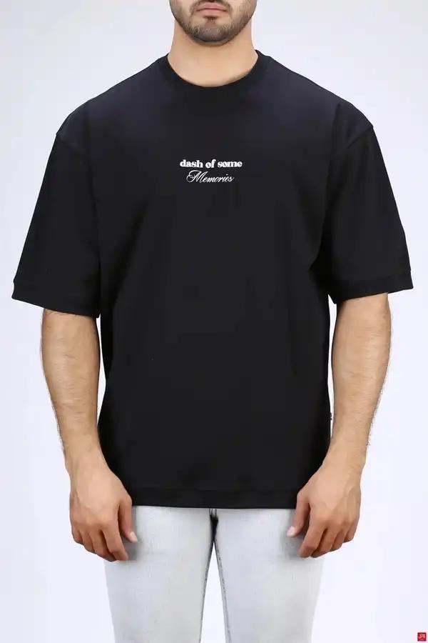 تی شرت مردانه یقه گرد باکس ازاد مشکی جی پی ای JPA کد 04028