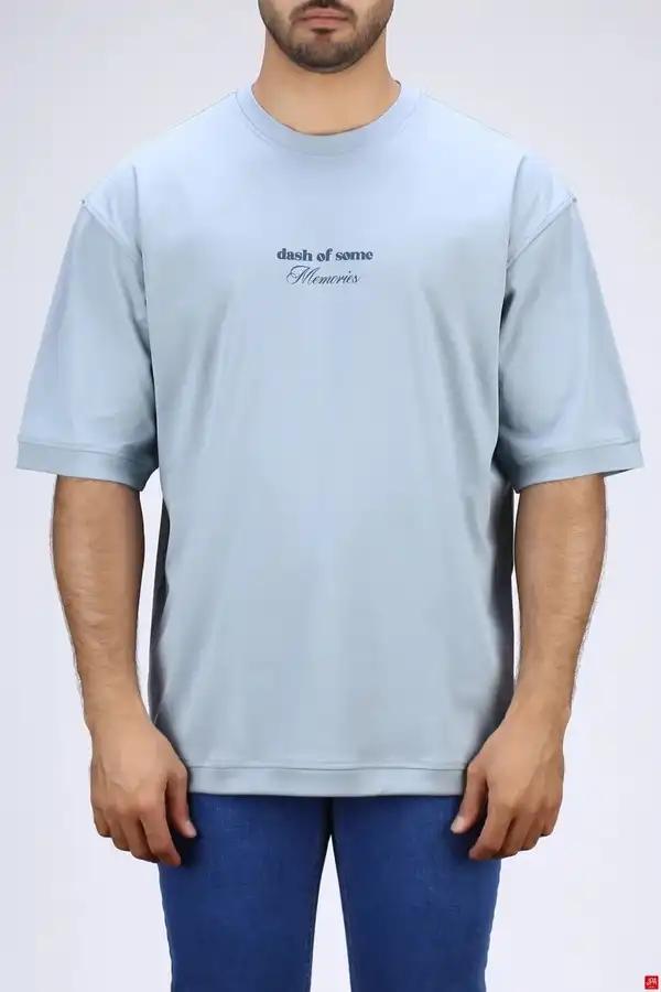 تی شرت مردانه یقه گرد باکس ازاد آبی روشن جی پی ای JPA کد 04028