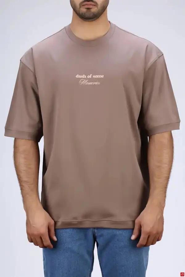 تی شرت مردانه یقه گرد باکس ازاد قهوه ای جی پی ای JPA کد 04028