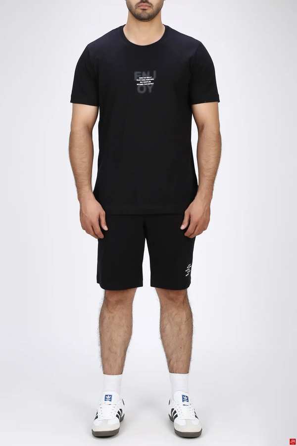 ست تی شرت و شلوارک مردانه راحتی مشکی جی پی ای JPA کد 03527