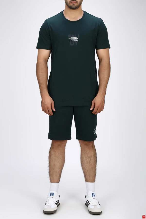 ست تی شرت و شلوارک مردانه راحتی سبز تیره جی پی ای JPA کد 03527