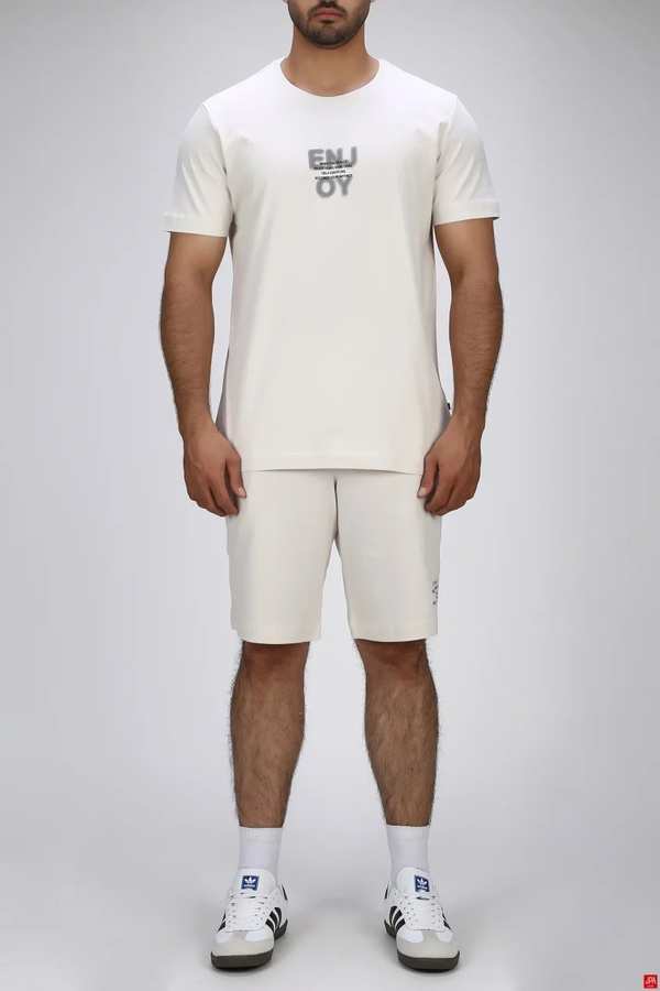 ست تی شرت و شلوارک مردانه راحتی استخوانی جی پی ای JPA کد 03527