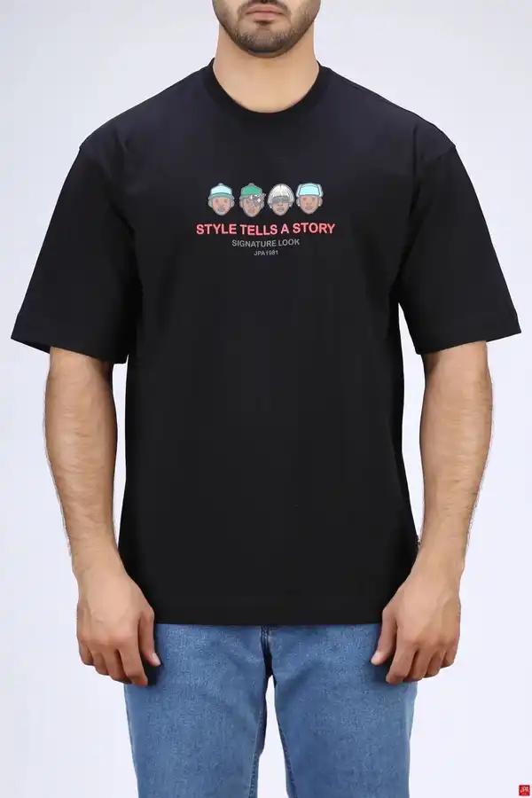 تی شرت مردانه یقه گرد مشکی جی پی ای JPA کد 04040