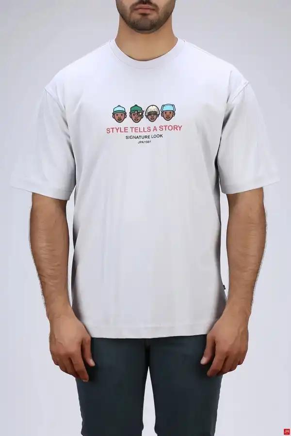 تی شرت مردانه یقه گرد طوسی روشن جی پی ای JPA کد 04040