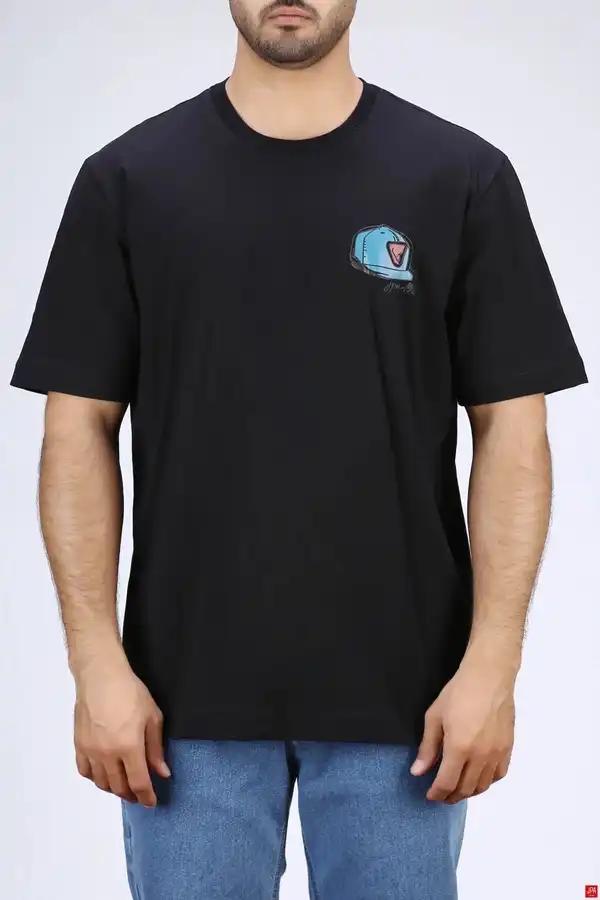 تی شرت مردانه یقه گرد باکس ازاد مشکی جی پی ای JPA کد 04042