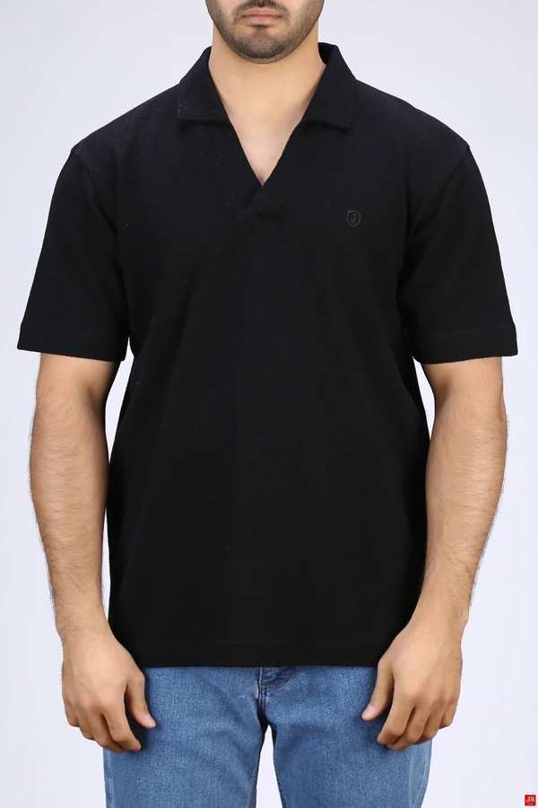 تیشرت مردانه یقه شکاری بیسیک رگولار جی پی ای JPA کد - 03538