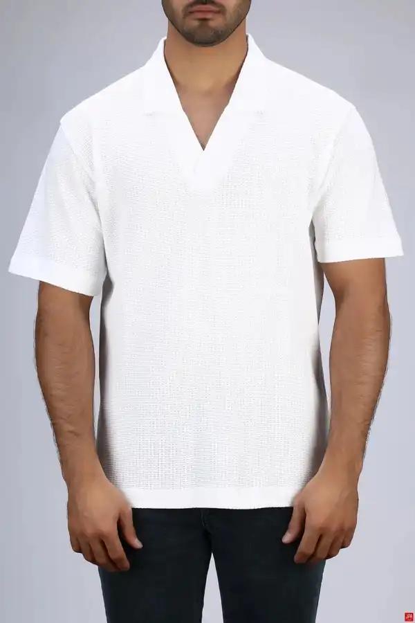 تیشرت مردانه یقه شکاری بیسیک رگولار جی پی ای JPA کد - 03538