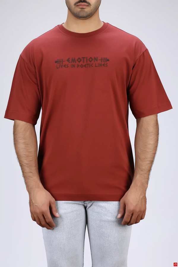 تی شرت مردانه یقه گرد قهوه ای روشن جی پی ای JPA کد 04043