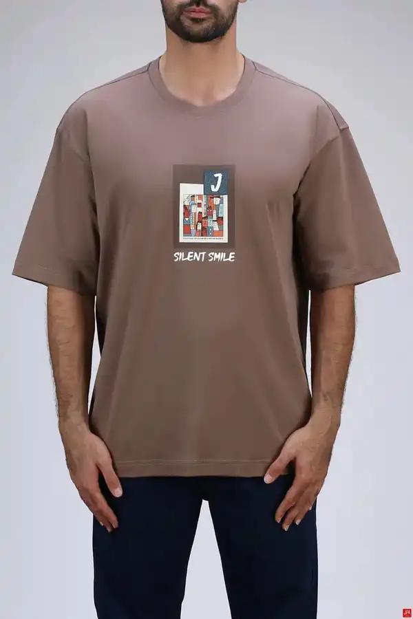 تی شرت مردانه یقه گرد قهوه ای جی پی ای JPA کد 04019