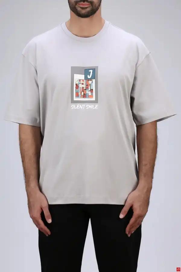 تی شرت مردانه یقه گرد طوسی روشن جی پی ای JPA کد 04019