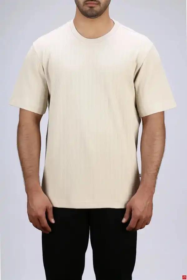 تی شرت مردانه یقه گرد خاکی جی پی ای JPA کد 03500