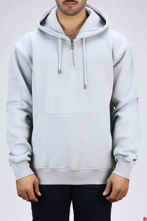 هودی مردانه دورس کلاهدار طوسی روشن جی پی ای JPA کد 04035