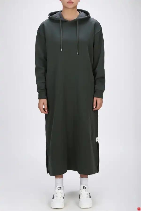هودی بلند زنانه دورس کلاهدار آزاد سبز تیره جی پی ای JPA کد 04047