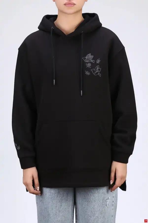 هودی زنانه دورس کلاهدار مشکی جی پی ای JPA کد 04084