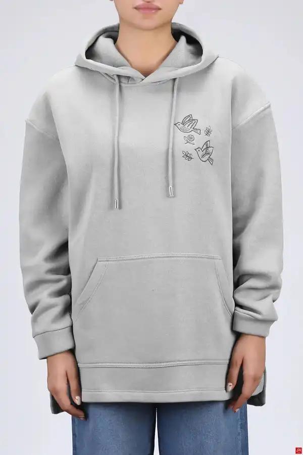 هودی زنانه دورس کلاهدار طوسی روشن جی پی ای JPA کد 04084