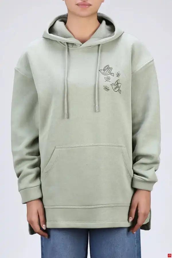 هودی زنانه دورس کلاهدار سبز روشن جی پی ای JPA کد 04084