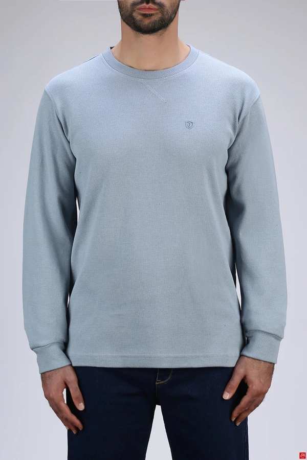 بلوز مردانه یقه گرد آبی طوسی جی پی ای JPA کد 04088