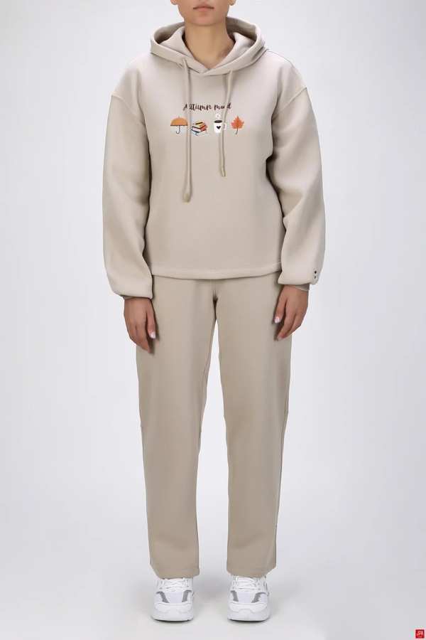 ست هودی و شلوار زنانه دورس خاکی جی پی ای JPA کد 04050