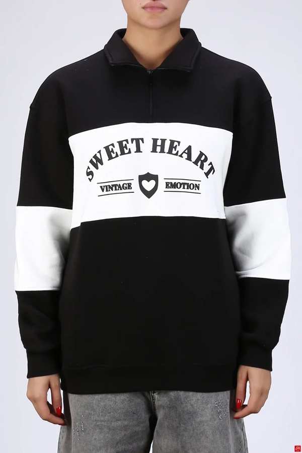 بلوز زنانه نیم زیپ مشکی جی پی ای JPA کد 04078