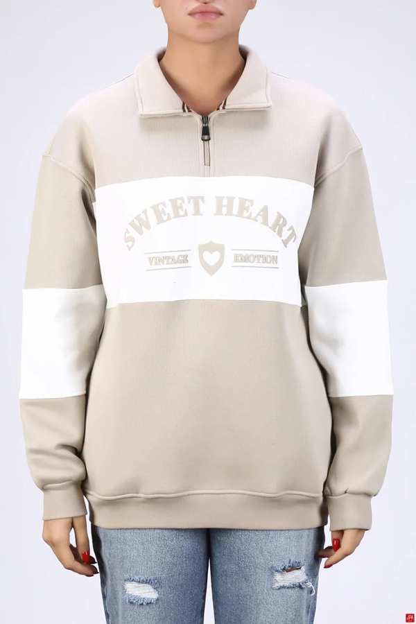 بلوز زنانه نیم زیپ خاکی جی پی ای JPA کد 04078