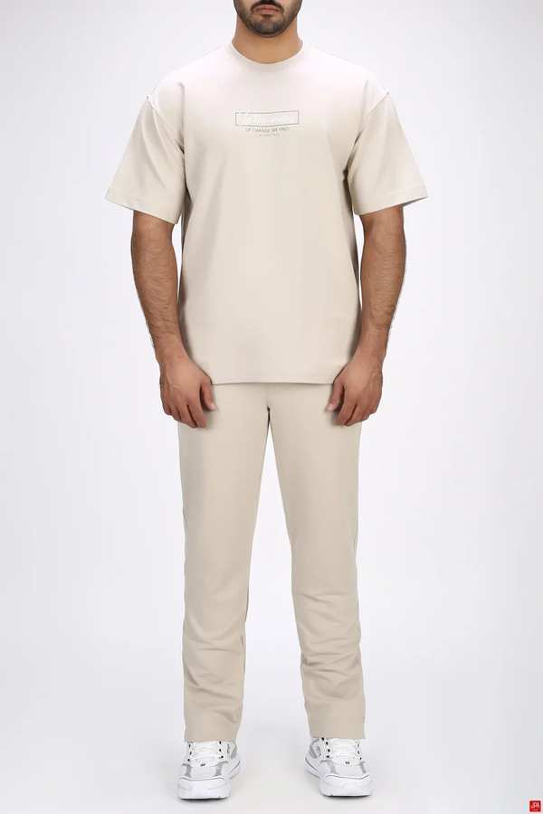 ست تی شرت و شلوار مردانه اسپرت رگولار خاکی جی پی ای JPA کد 04075