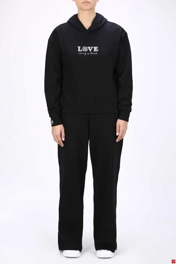 ست هودی و شلوار زنانه مشکی جی پی ای JPA کد 04127