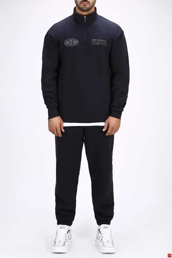ست بلوز و شلوار مردانه نیم زیپ رگولار سرمه ای جی پی ای JPA کد 04046