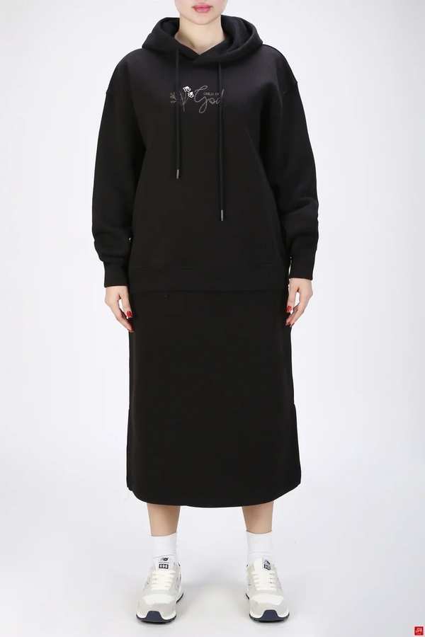 ست هودی و دامن زنانه دورس مشکی جی پی ای JPA کد 04081