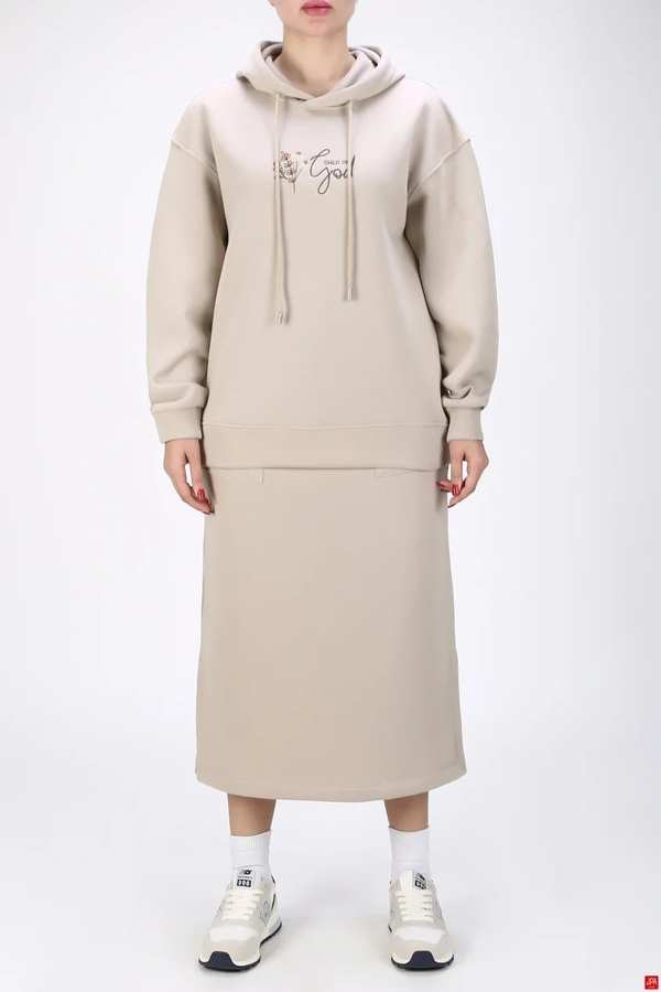 ست هودی و دامن زنانه دورس کرم روشن جی پی ای JPA کد 04081