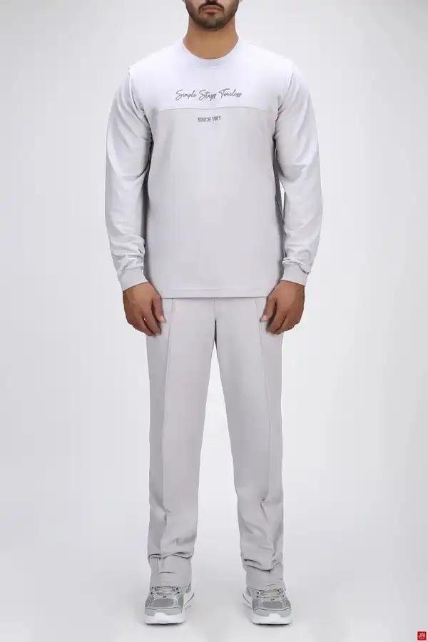 ست بلوز و شلوار مردانه اسپرت رگولار طوسی روشن جی پی ای JPA کد 04098