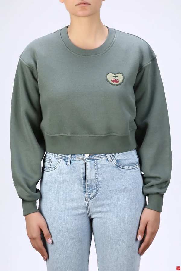 بلوز زنانه کراپ سبز تیره جی پی ای JPA کد 04108