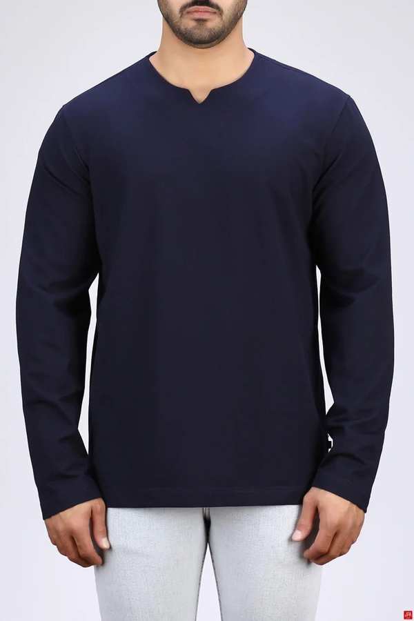 بلوز مردانه یقه کوبایی سرمه ای جی پی ای JPA کد 04118