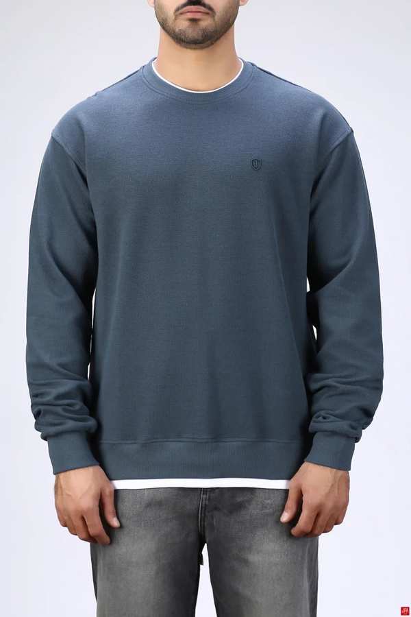 بلوز مردانه یقه گرد آبی طوسی جی پی ای JPA کد 04147