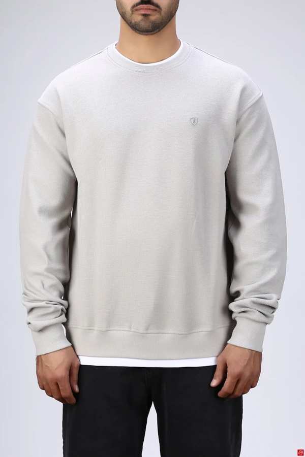 بلوز مردانه یقه گرد طوسی روشن جی پی ای JPA کد 04147