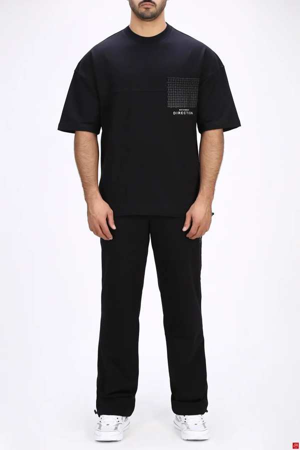 ست تی شرت و شلوار مردانه اسپرت رگولار مشکی جی پی ای JPA کد 04074