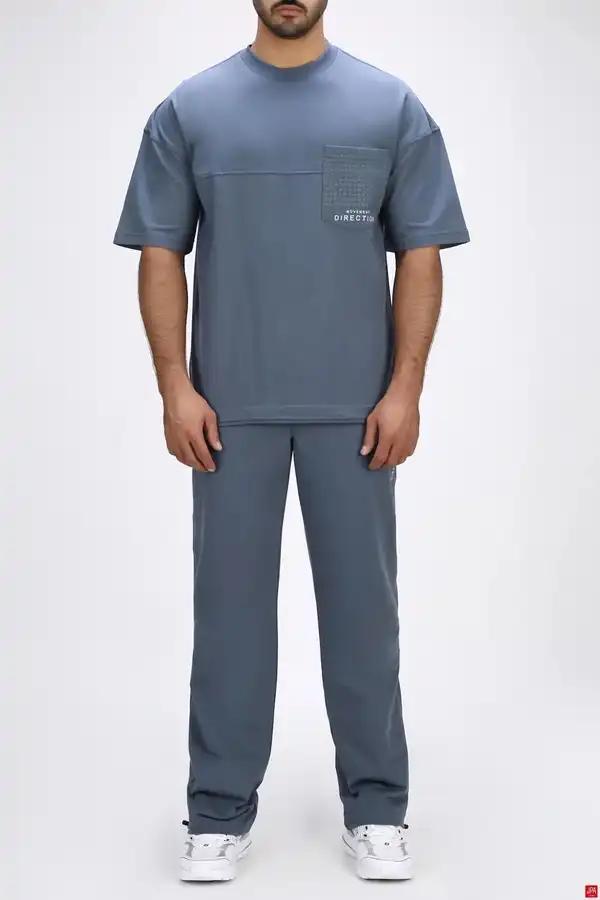 ست تی شرت و شلوار مردانه اسپرت رگولار آبی طوسی جی پی ای JPA کد 04074