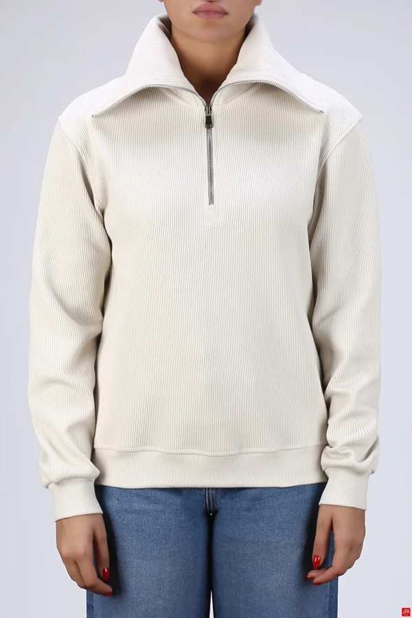 بلوز زنانه نیم زیپ استخوانی جی پی ای JPA کد 04154