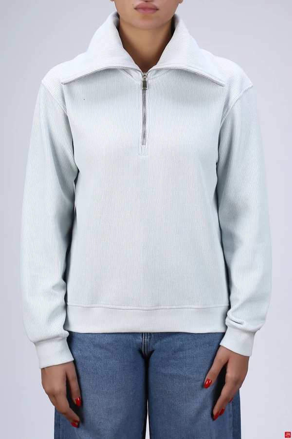 بلوز زنانه نیم زیپ طوسی روشن جی پی ای JPA کد 04154