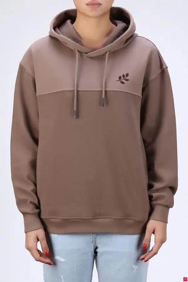 هودی زنانه کلاهدار قهوه ای جی پی ای JPA کد 04144