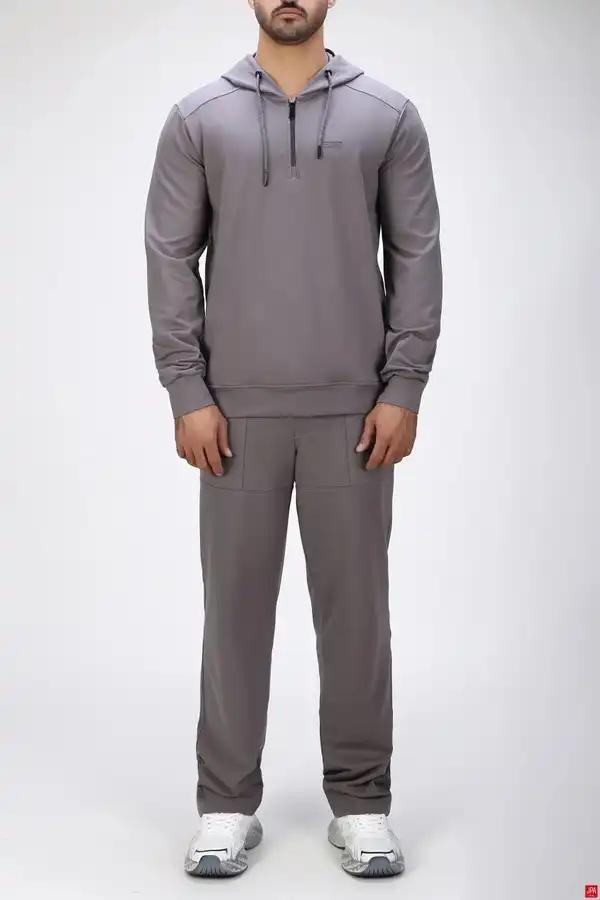 ست هودی و شلوار مردانه اسپرت رگولار طوسی تیره جی پی ای JPA کد 04137
