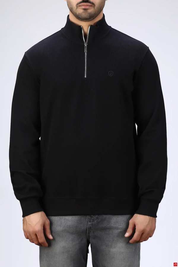 بلوز مردانه نیم زیپ مشکی جی پی ای JPA کد 04149