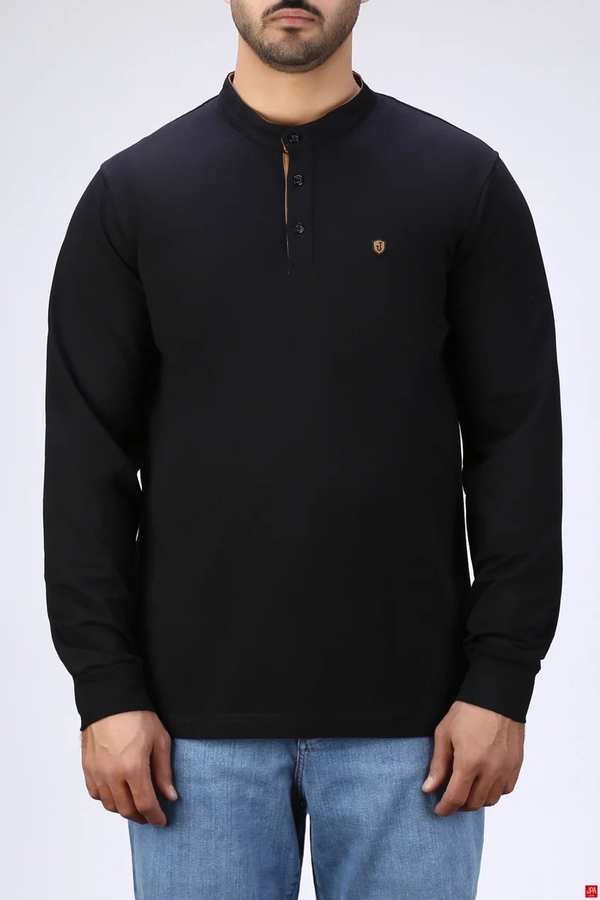 بلوز مردانه یقه دیپلمات مشکی جی پی ای JPA کد 04119