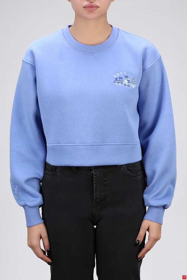 بلوز زنانه کراپ یقه گرد گلدوزی جی پی ای JPA کد 04249