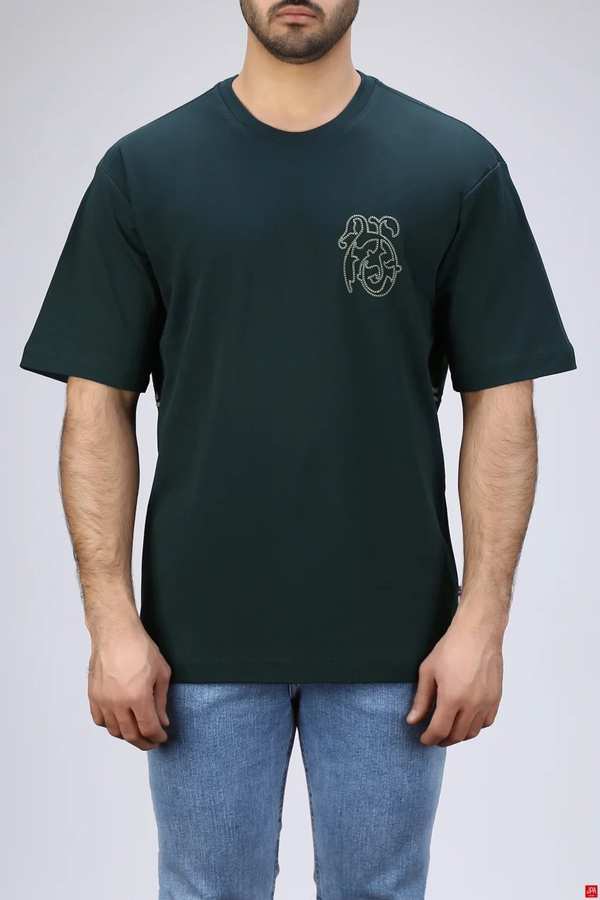 تیشرت مردانه یقه گرد چاپی - گلدوزی رگولار جی پی ای JPA کد - 04045