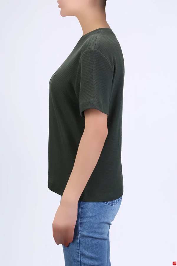 تیشرت زنانه یقه گرد گلدوزی طرحدار رگولار جی پی ای JPA – کد 04508 - تصویر 11