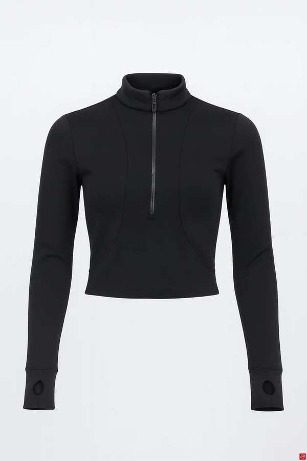 بلوز زنانه نیم زیپ اسلیم زغالی جی پی ای JPA کد 02083