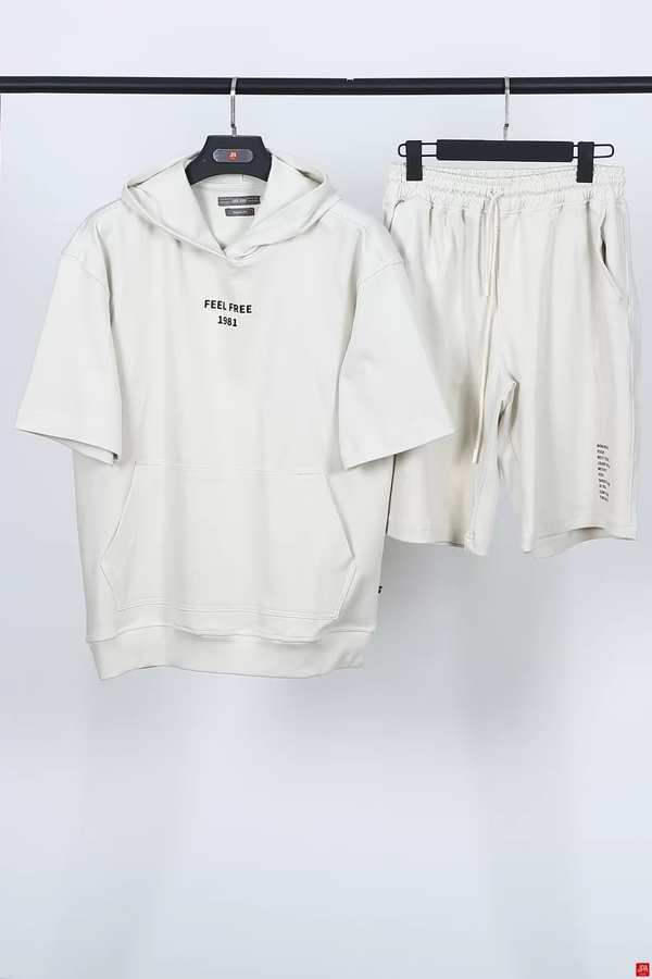 ست هودی و شلوارک مردانه استخوانی جی پی ای JPA کد 02144