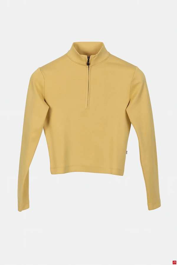 بلوز زنانه نیم زیپ اسلیم اوکر جی پی ای JPA کد 02113