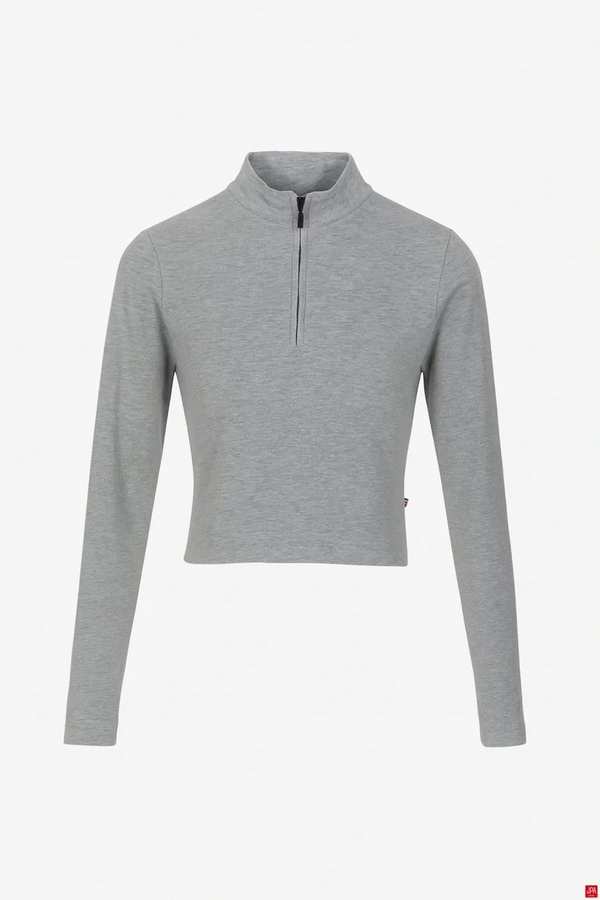 بلوز زنانه نیم زیپ اسلیم ملانژ روشن جی پی ای JPA کد 02113