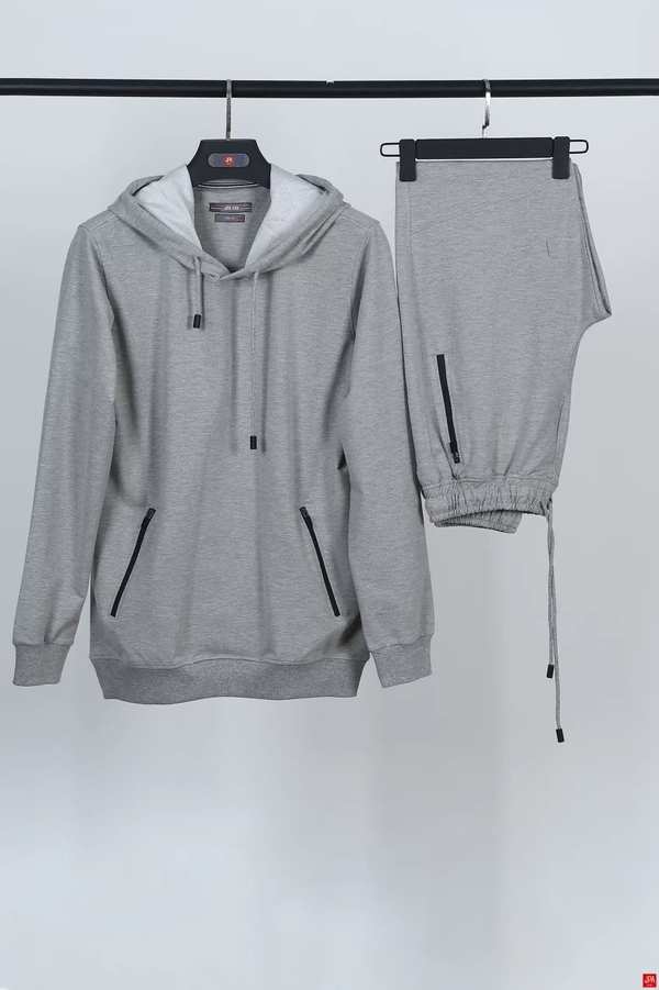 ست هودی و شلوار مردانه ملانژ روشن جی پی ای JPA کد 02164